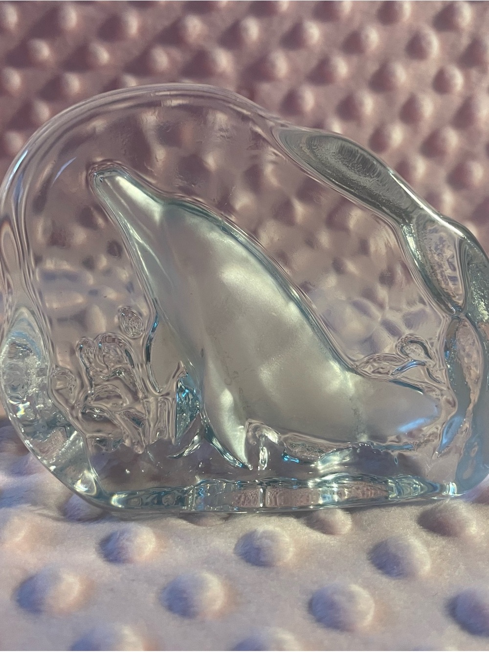 Clear Glass crystal Dolphin Sculpture - Decorative Home Art
